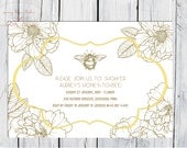 Honey Bee Vintage party Invite Invitation DIY Printable Shower Birthday Girls Boys Unisex