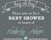 Boy oh boy Chevron Chalkboard Baby Shower Invitation - Printable Il_170x135