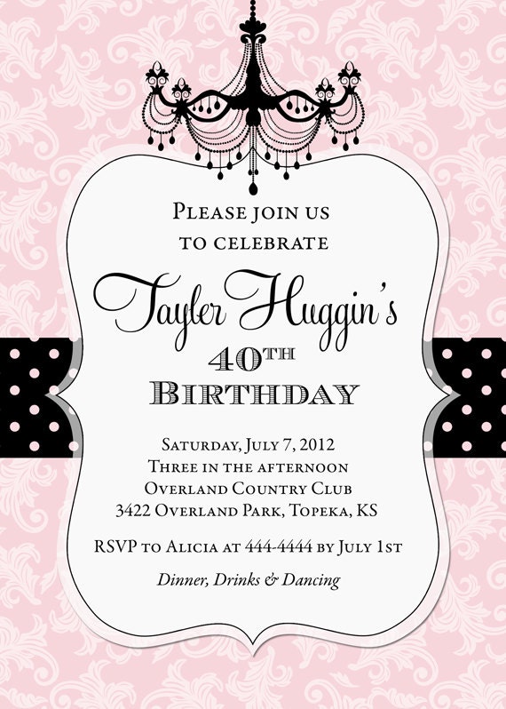 Adult Chandelier Birthday Invitation - Printable - Any Colors Il_170x135
