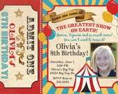 Vintage Look Carnival Circus Ticket Big Top Birthday Party Invitations - printable Il_170x135