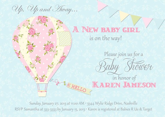 Hot Air Balloon Baby Shower Invitation - Printable Il_570xn