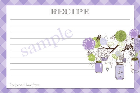 Rustic Mason Jar Tree Recipe Card in Lavendar - Printable Il_570xn