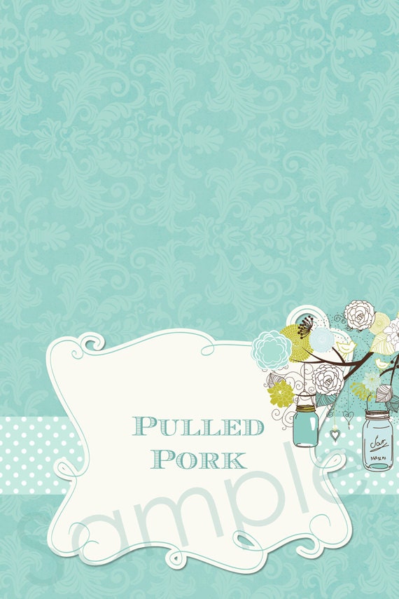 Rustic Mason Jar Teal Bridal Shower Food Tents - Printable Il_570xn