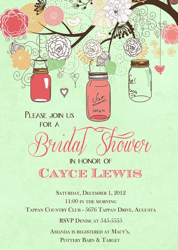 Rustic Mason Jar Spring Tree Bridal Shower Invitation - Printable Il_570xn