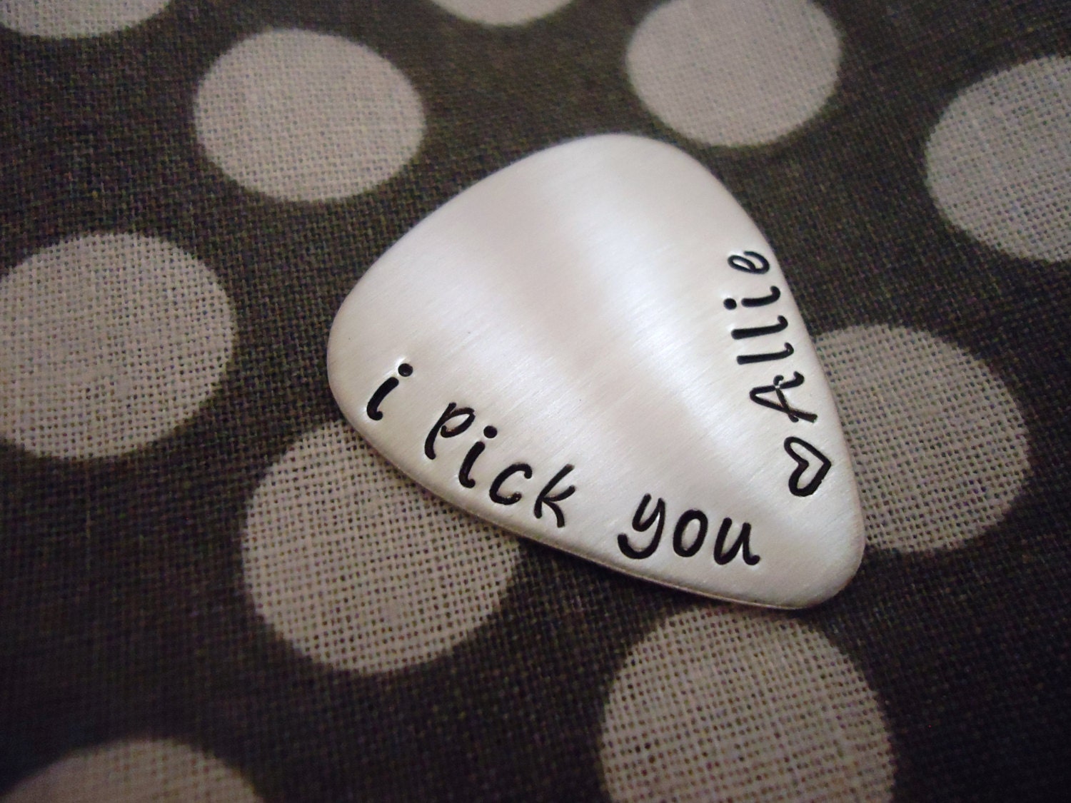 Personalized Saying and Initials Guitar Pick - Hand Stamped 22 Gauge Stainless Steel SHIPPED in 10-14 Days SHIPPING TIME 3-5 Days