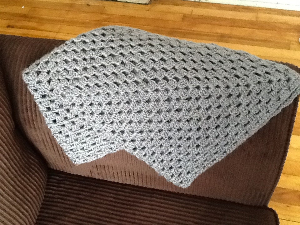 Silver Crochet  Afghan- Morning Mist