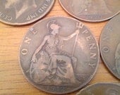7 Great Britain Large Pennies:  1890s-1910s for coin jewelry or coin wrapping