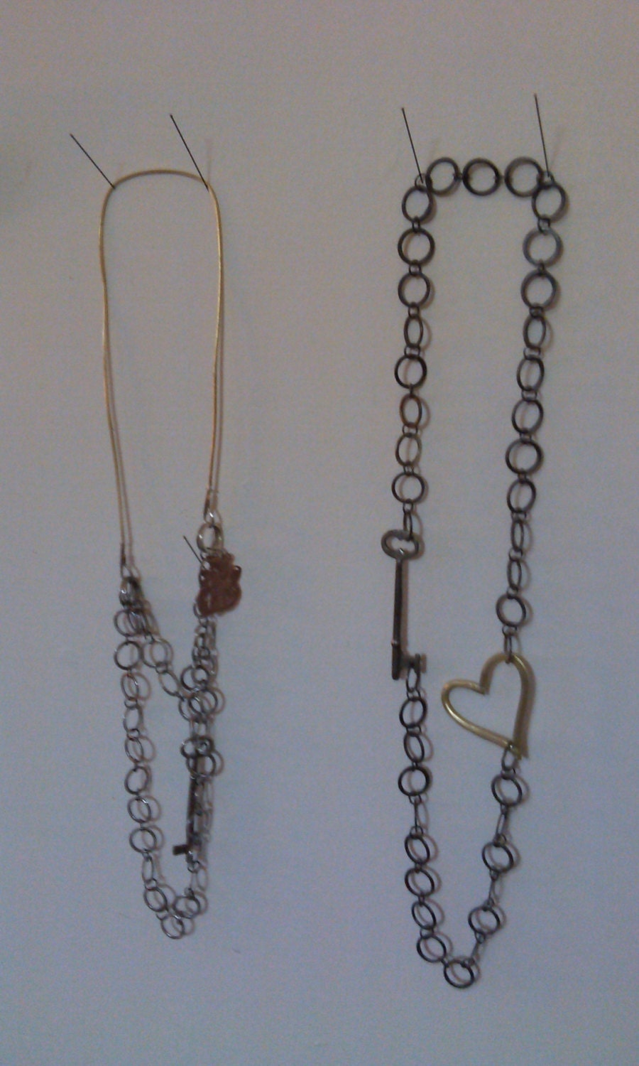 key and brass heart necklace