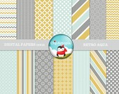 Retro Aqua Digital Paper Pack Great For Personal and Commercial use / INSTANT DOWNLOAD Il_170x135