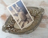 Silver Plate Pierced-Embossed Trinket Bowl - Antique