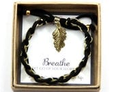 Breathe "Feather" Charm Bracelet in a Gift Box