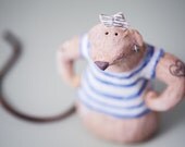 Mouse 09 "Cousin Peter" Handmade Stoneware Sculpture, Ceramic Animal Figure by MURTIGA