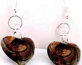 Murano earrings, lampwork earrings, dangle earrings, victorian earrings, silver earrings, heart earrings - ThriftyJane