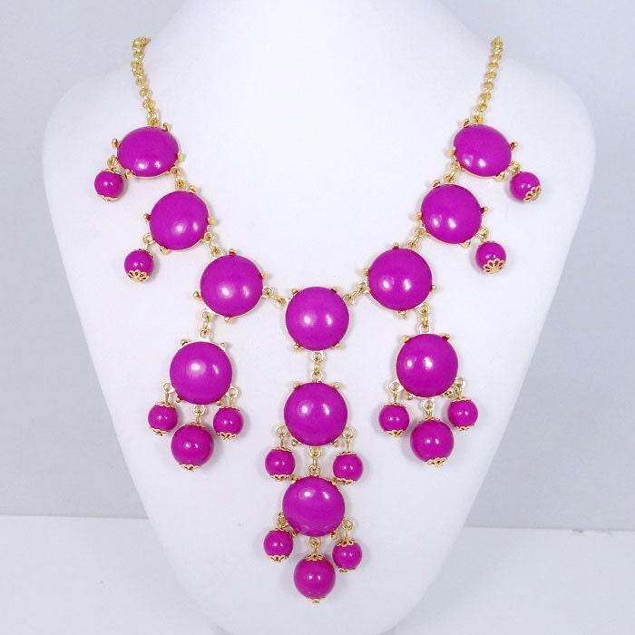 NEW Hot Fuchsia 20mm Size Bubble Necklace, Handmade Bib Necklace, Bubble Statement Necklace Jewelry-126755680