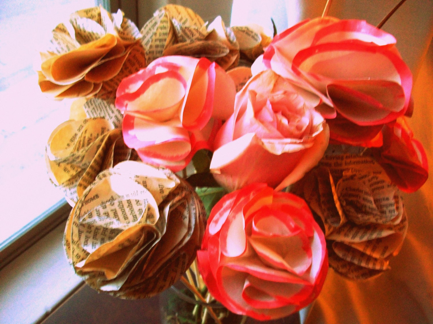 8 Romance Novel Paper Blooms-Wedding-Shower-Decorations-Bouquet-Flowers-Centerpiece