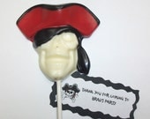 Pirate Skull theme White Chocolate Suckers - 1 Dozen