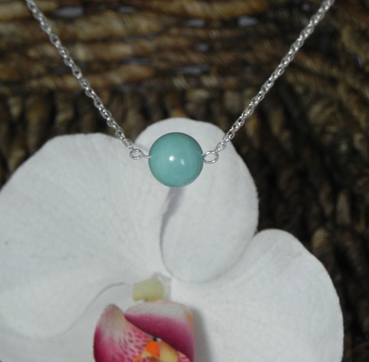 Amazonite Sterling Silver Necklace, simple amazonite pendant silver necklace, Sea Foam Necklace