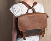 Brown saddle retro satchel bag. student backpack for her, School bag, leather bag, gift, laptop bag, messenger bag for women, briefcase