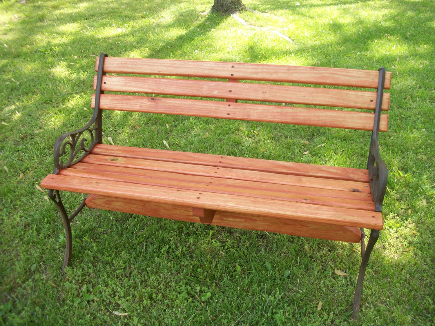 Patio Bench,Yard Bench,Wrought Iron/Slat Wood Bench(Restoration)