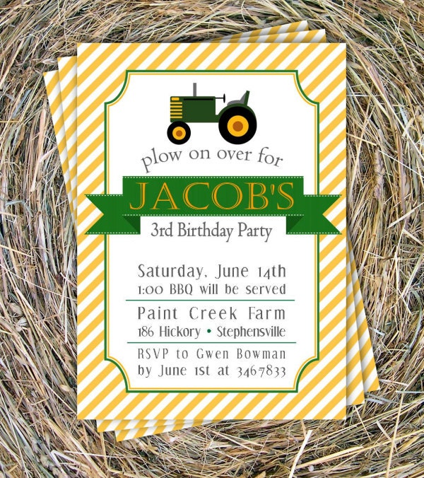 Tractor Birthday Invitation DIY Customized Birthday Party Baby Shower Il_570xn