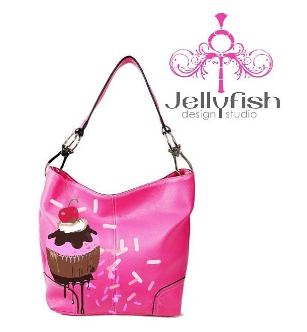 Cupcake Hand painted purse