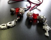 50 SHADES OF GREY - Leather Red Cord Unique Beaded, novel ispired Bookmark for Book Lovers