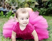 Hot Pink tutu 12m/1t-3t with removable flower hair clip