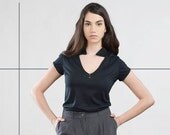summer blouse cotton blouse short sleeves polka dots blouse  day blouse summer shirt  designer blouse for women