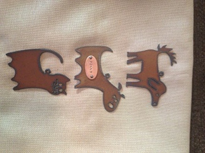 Rusted Recycled Metal Custom Personalized Dog or Cat Kitten Ornament or Magnet