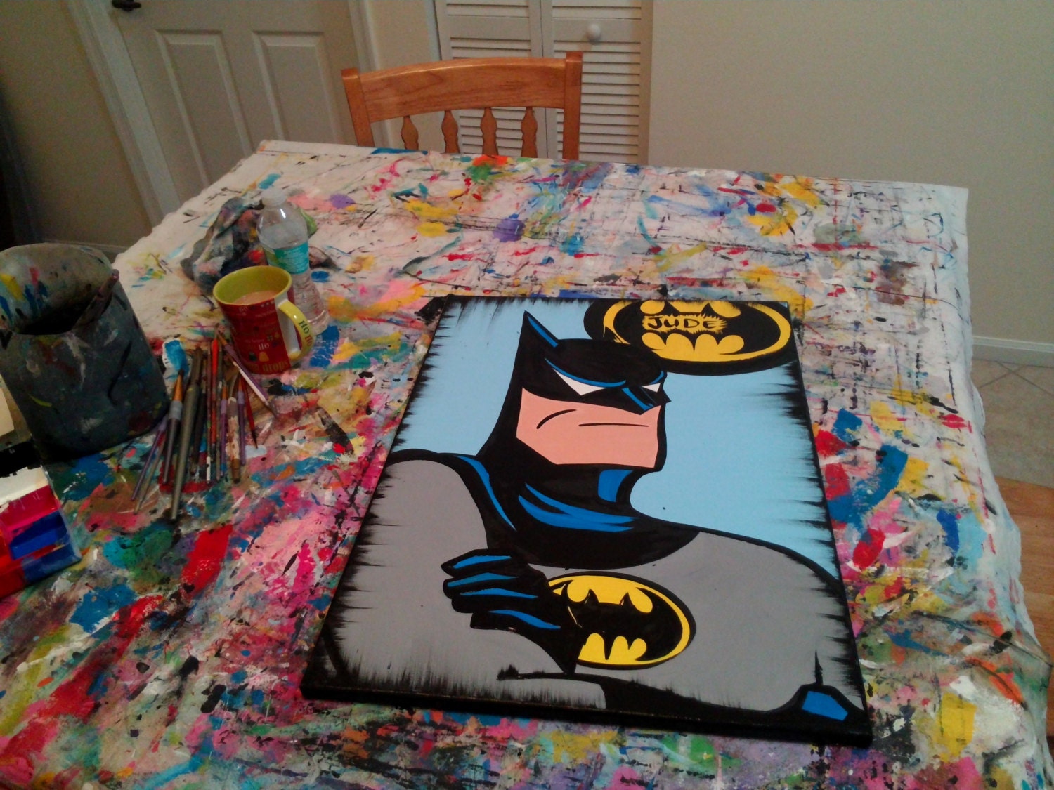Custom Order 18 x 24 Canvas Wall Art: Personalized Batman Painting, Comic Book Style Personalized & Ready to Hang.