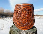 Custom Made to Order Leather Floral Tooled Carved Western Bracelet Cuff