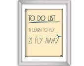 Typography Art, Inspirational Poster, Download and Print JPEG Images - Learn To Fly