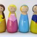 Set of 4 Princesses Peg Doll Set