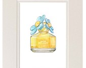 Watercolor Illustration, Daisy Marc Jacobs Art Print, Pastel blue and yellow