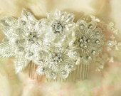 Bridal headpiece  Vintage Wedding Hair accessories   lace and crystal headband rhinestone and lace headpiece Made to Order