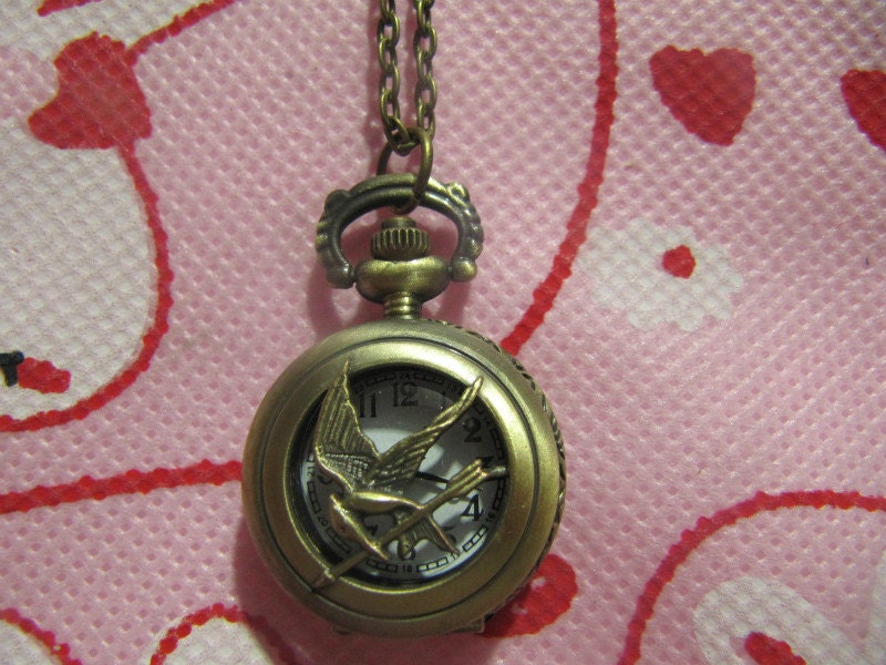 Buy fashion jewelry watches - 80% off ----fashion jewelry ,retro bronze The Hunger Games Pocket Watch pendant with chain necklace