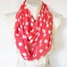 Chiffon Lightweight Soft Coral Color and White Polka dot Infinity Scarf, Circle Scarf,  Endless Scarf