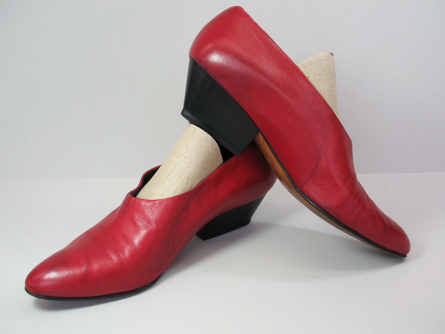 Womens RED Shoes Italian Footwear by Joseph Vintage Red Pumps Handmade ...