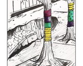 Reproduction of Chicago 3D Street Art Illustration with Brush and Color Ink