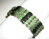 Fashion Jewelry, Bracelet, Necklace, Magnetic Hematite, Beaded Bracelet, Beaded Necklace, Versatile Jewelry, Bead Strand, Black, Green