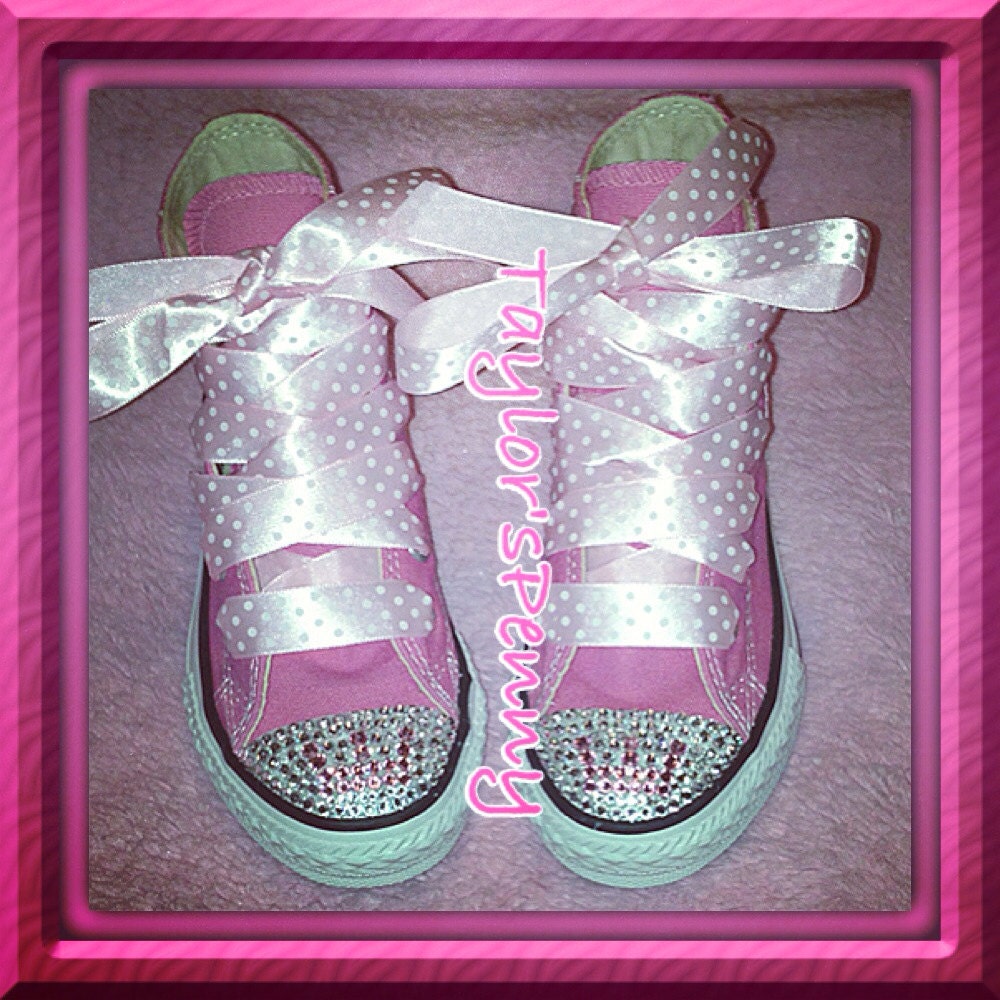 Princess toddler Custom Pink Converse Chucks with Swarovski 