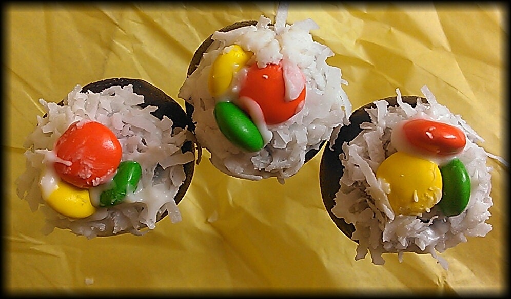 Sushi cake pops - yellow orange green nori egg salmon -2 dozen in box- perfect for parties