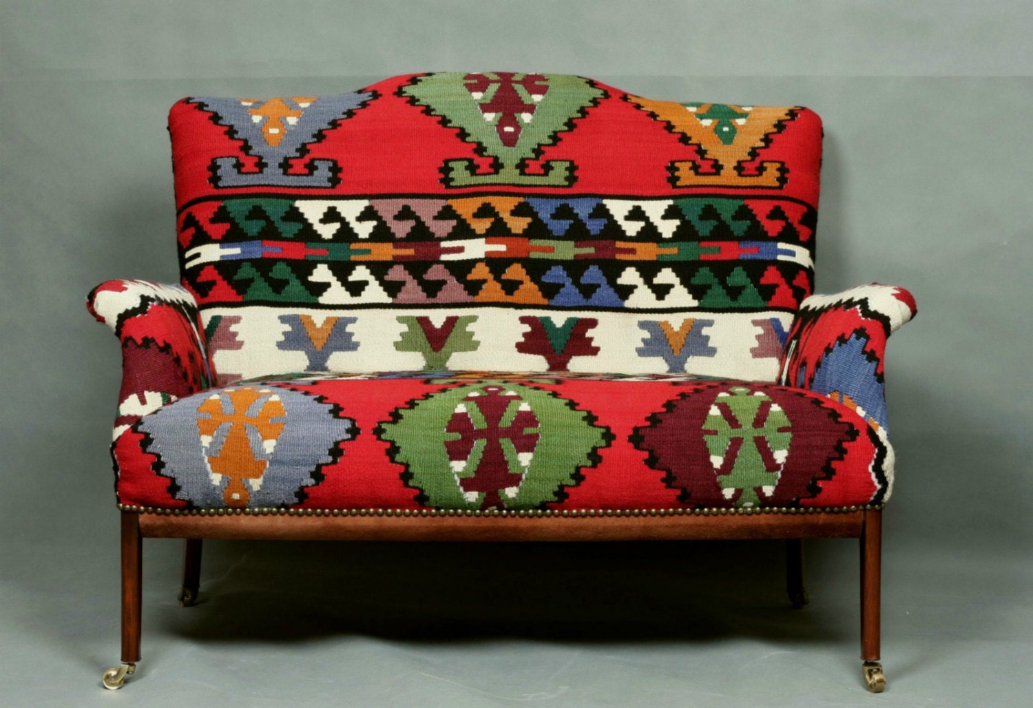 Handwoven Wool Kilim small Sofa armchair chair patchwork