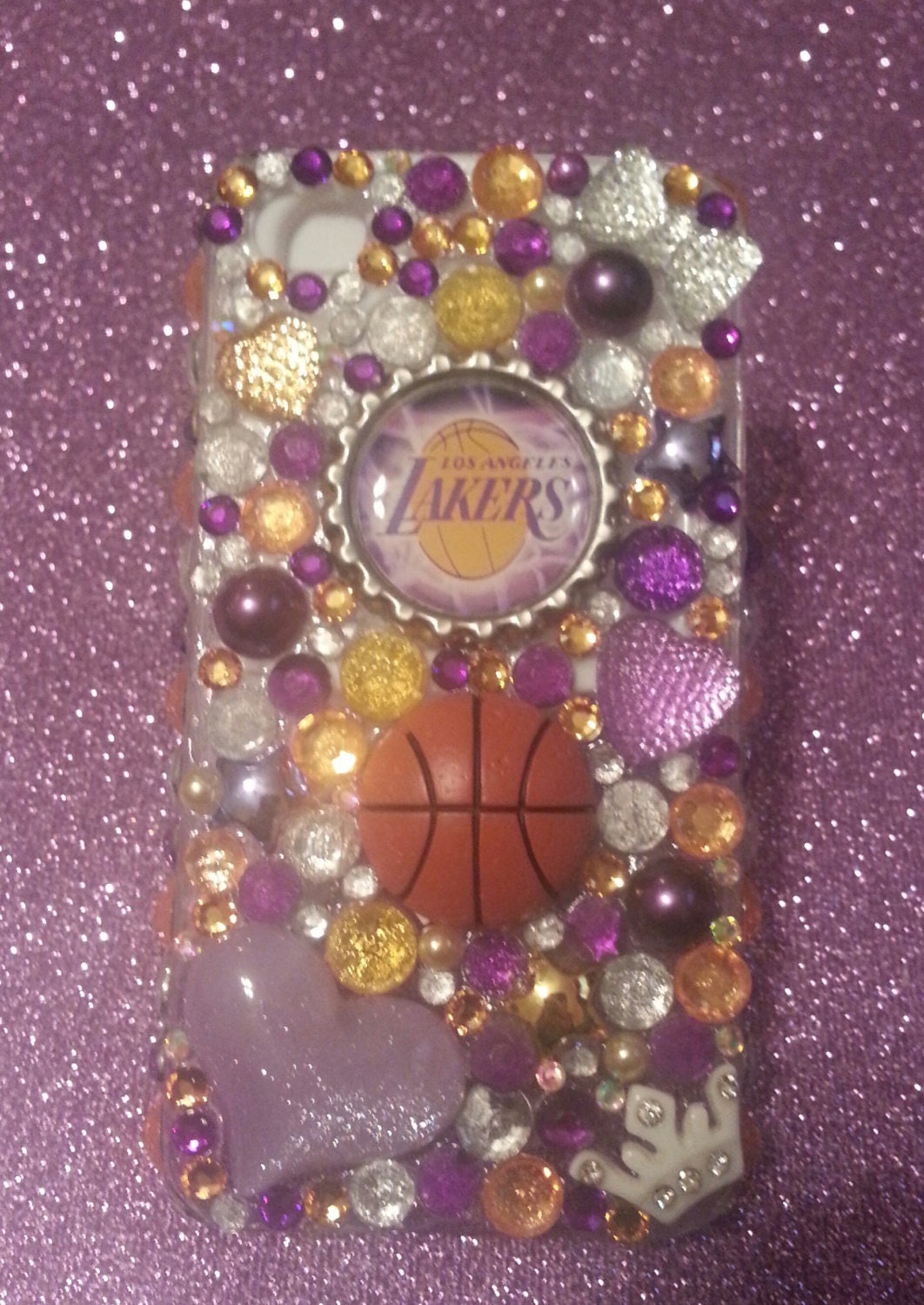 iphone 4 or 5 bling Los Angeles Lakers NBA handmade cell phone case also available in samsung galaxy 3