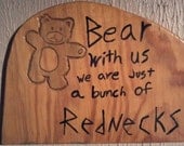 redneck bear wood wall sign