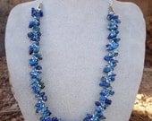 Beaded Kumihimo Necklace With Lapis Gemstone Chips