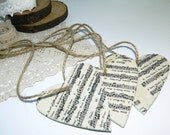 Wooden Set of 3 music shabby chic Hearts decorations - decoupage picture - Home Decor Weddings Bridal - handmade