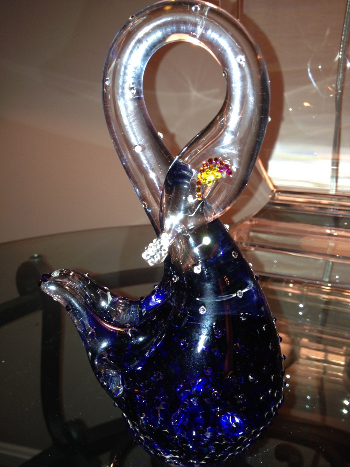 Cobalt and clear lone neck swan