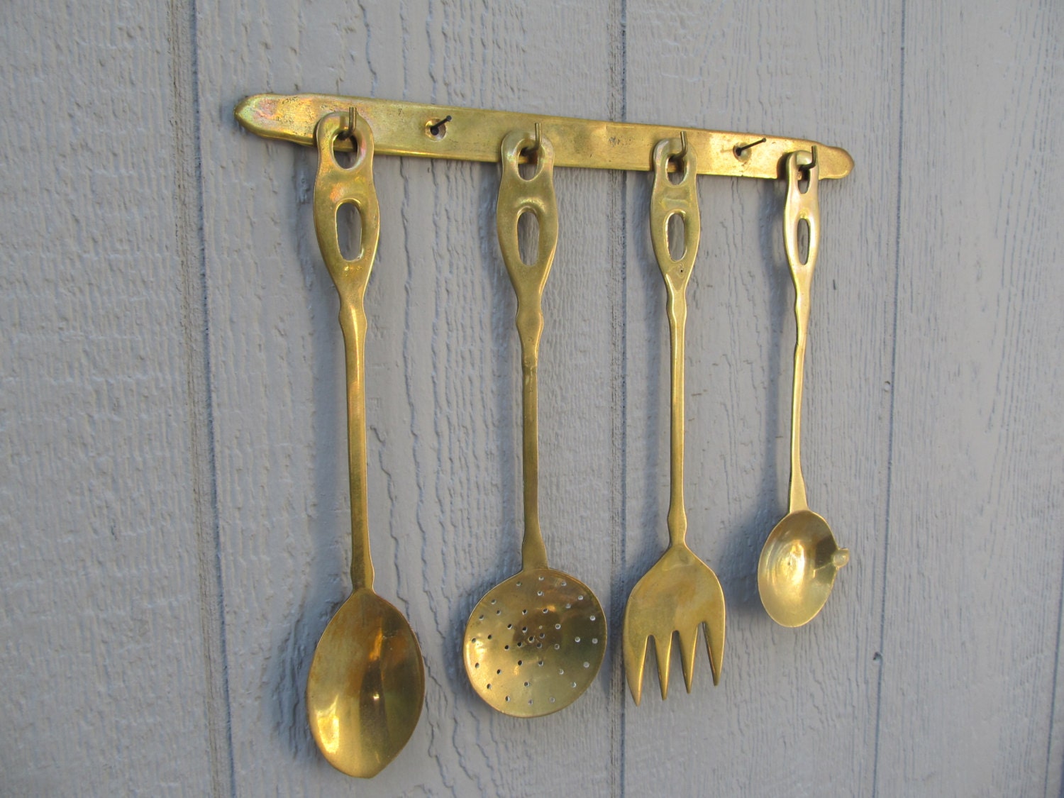 Brass Utensil Set on Hanger made in Korea by MaggiesCellar on Etsy