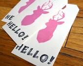 Set of 10 Hand-Pulled Linocut "Hello Dear/Deer Head" Gift Tags